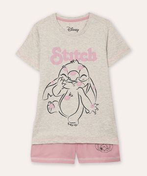 pijama infantil curto stitch rosa