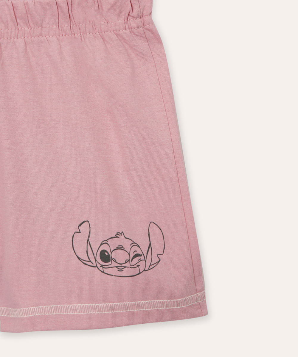 pijama infantil curto stitch rosa