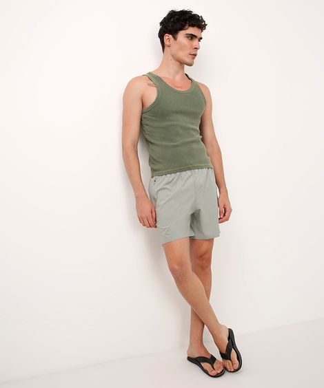 short cós elástico bolso com zíper verde