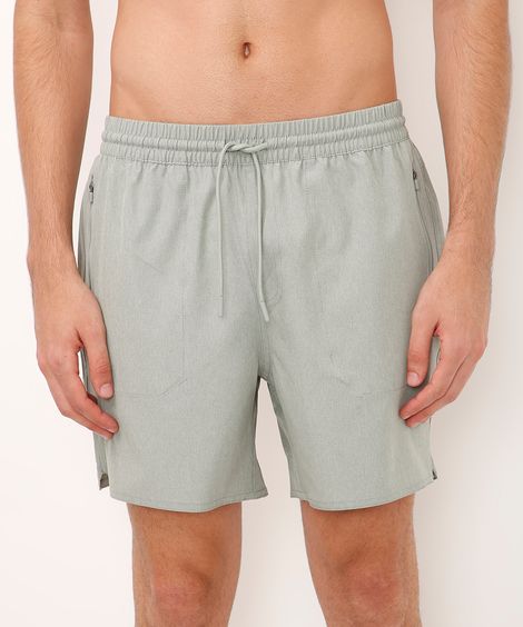 short cós elástico bolso com zíper verde