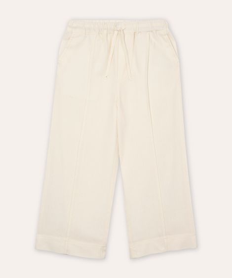 calça reta com linho infantil off white