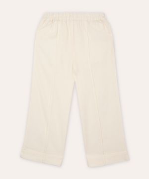 calça reta com linho infantil off white