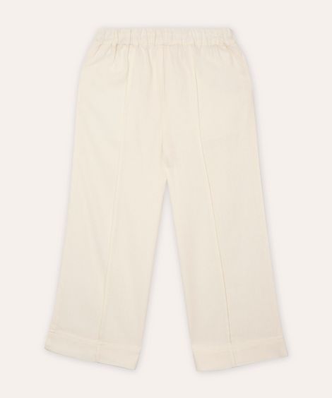 calça reta com linho infantil off white