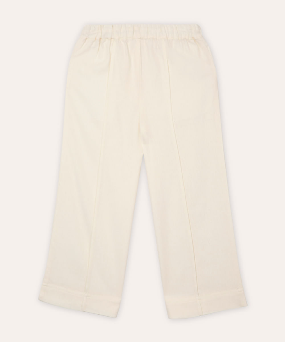 calça reta com linho infantil off white