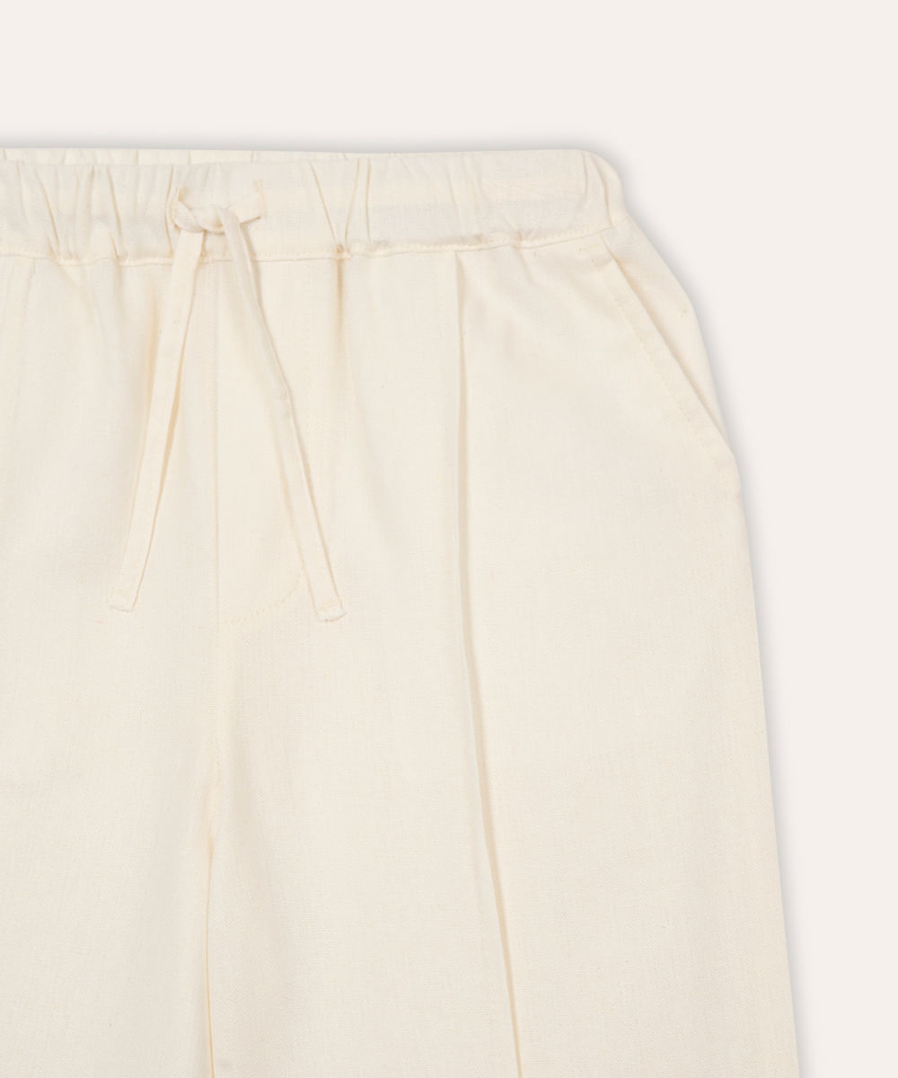 calça reta com linho infantil off white