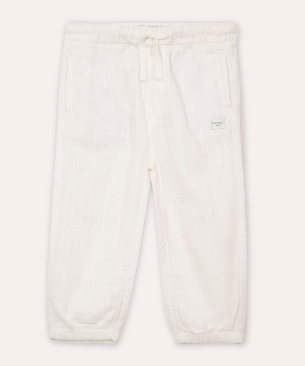 calça jogger de algodão infantil off white
