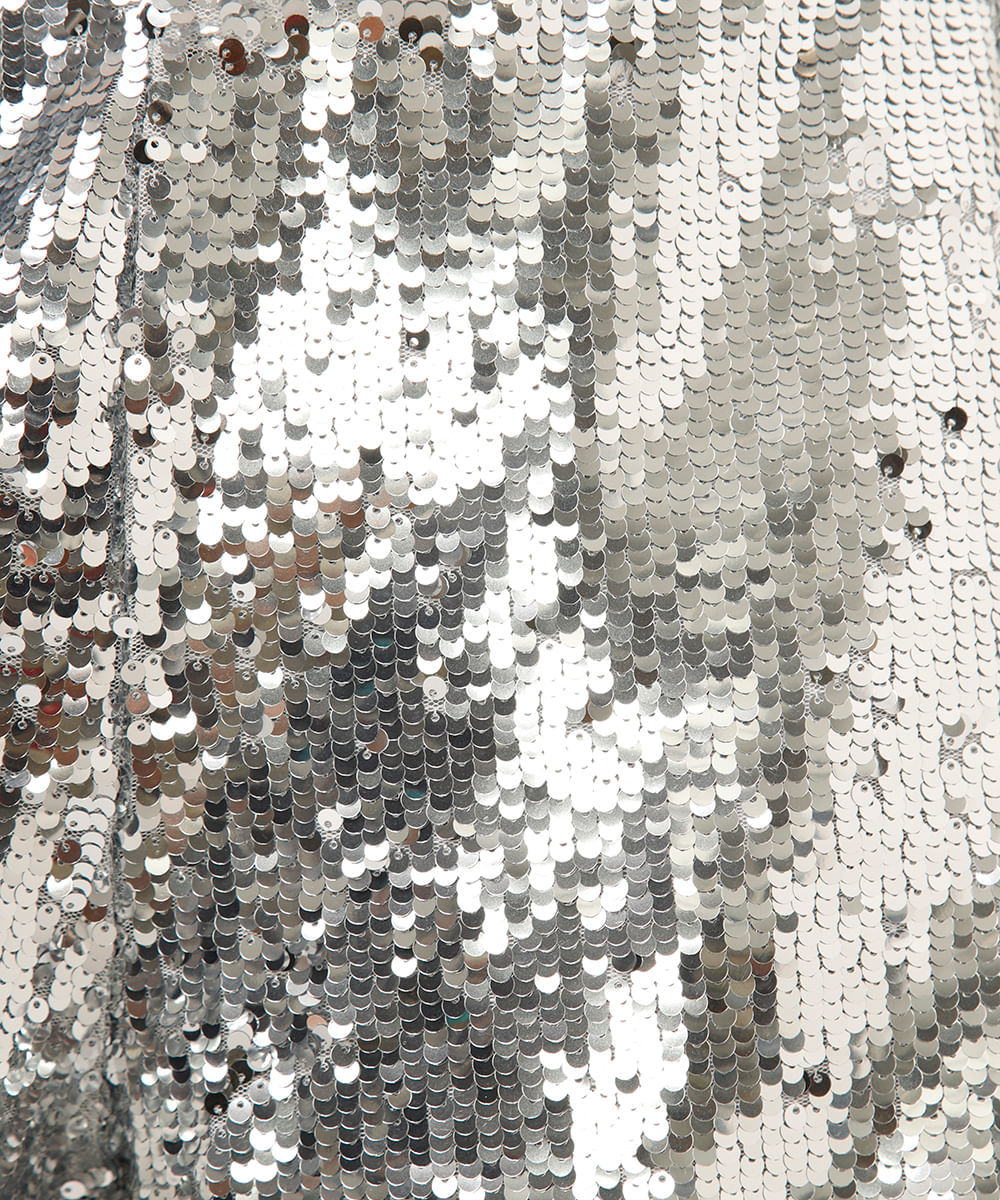 short de paetê cintura alta prateado