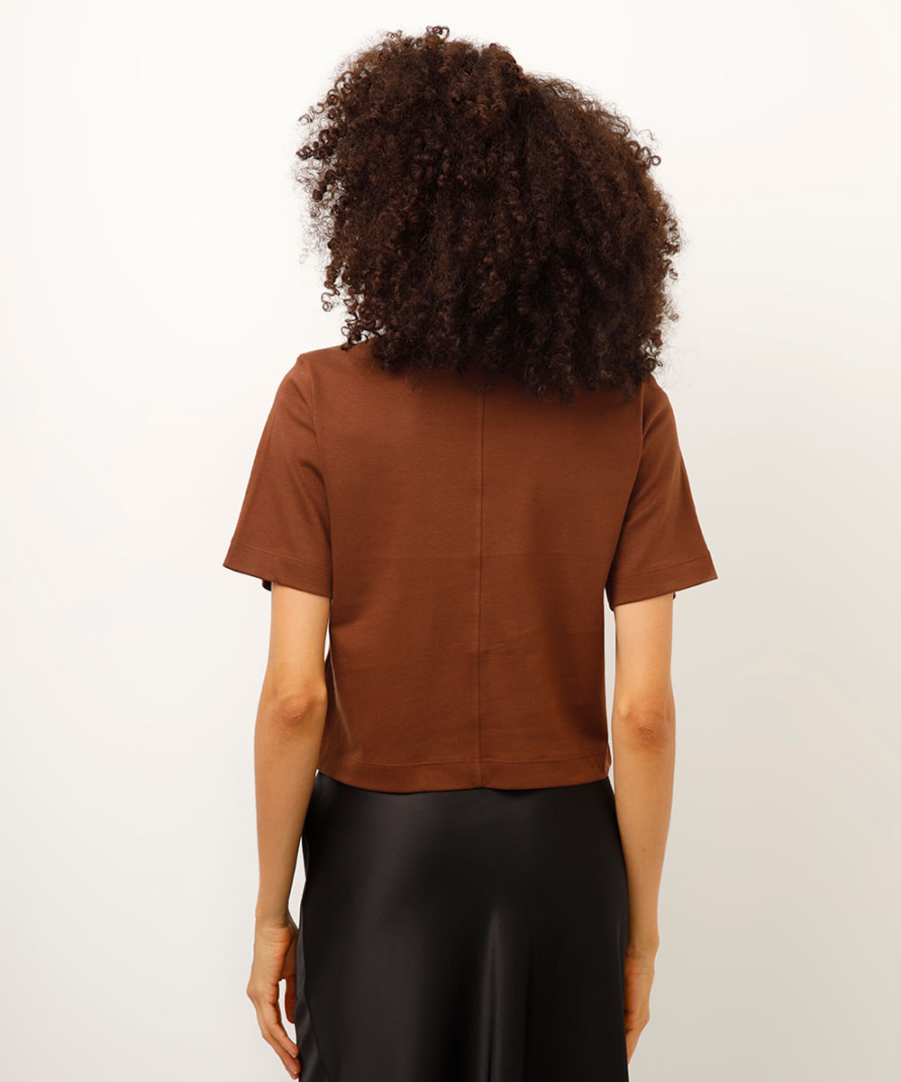 cropped de algodão peruano marrom