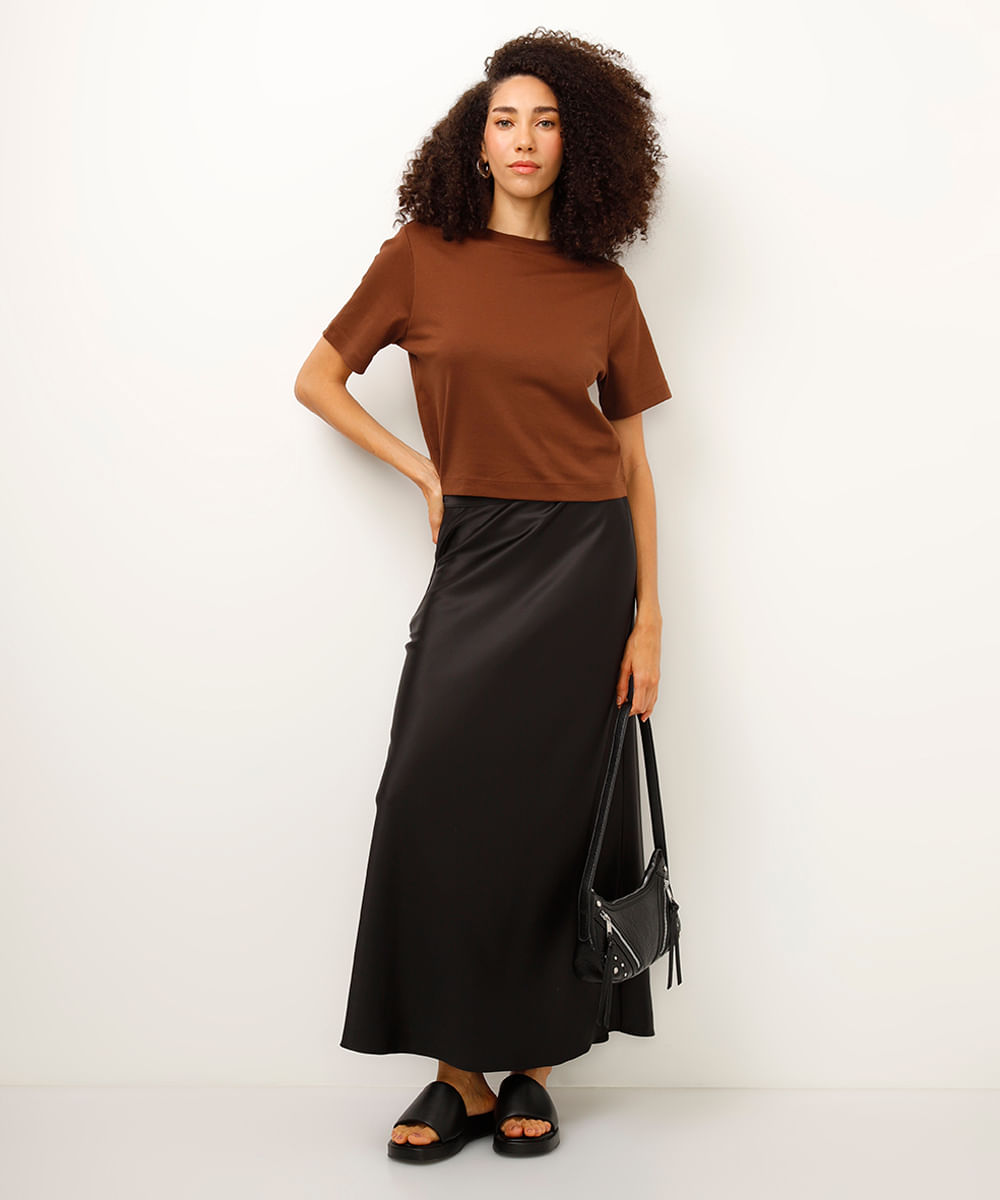cropped de algodão peruano marrom