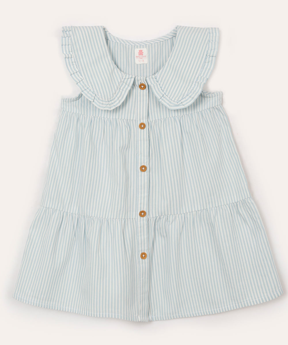 vestido infantil de algodão listrado azul