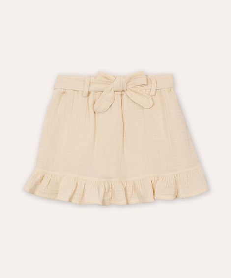 short saia clochard infantil texturizada bege