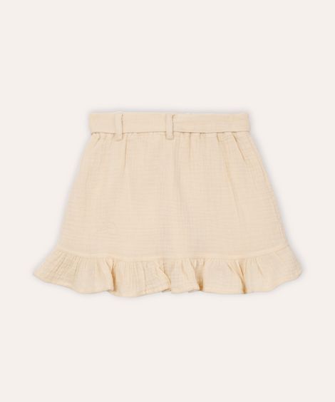 short saia clochard infantil texturizada bege