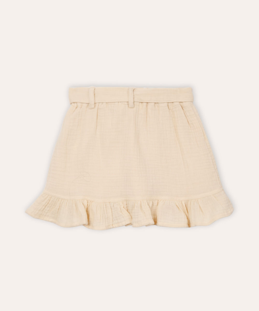 short saia clochard infantil texturizada bege