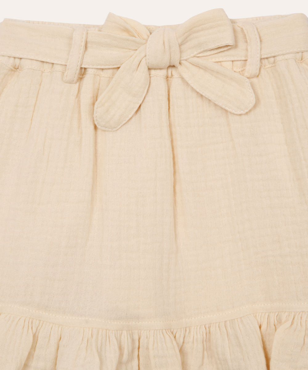 short saia clochard infantil texturizada bege