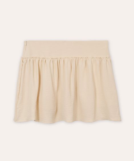 short saia juvenil com babados bege