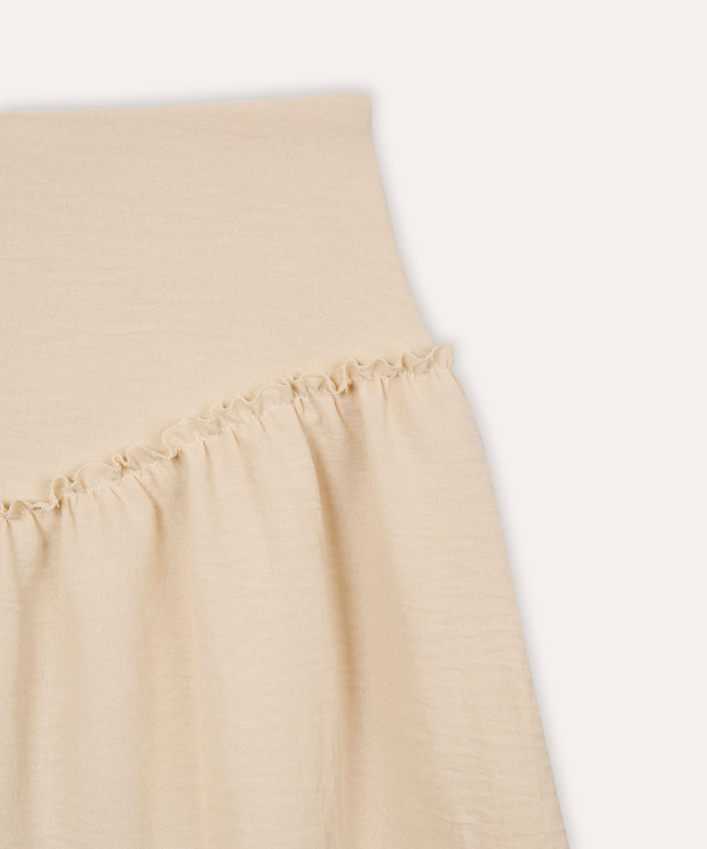 short saia juvenil com babados bege