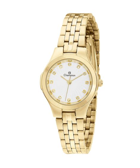 kit relógio feminino analógio champion cn25458w dourado