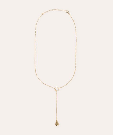 colar gravata alongada mini gota dourado