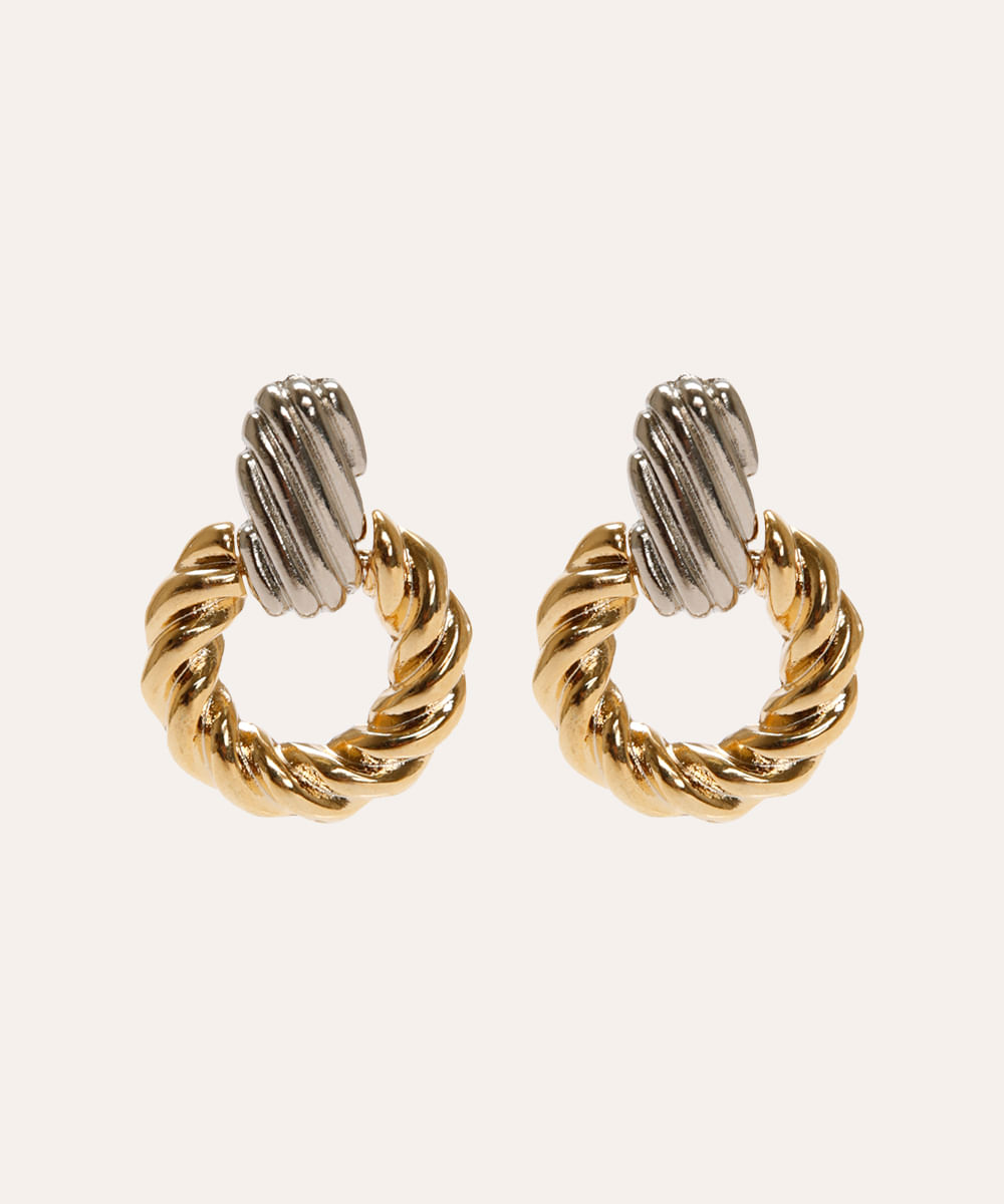 brinco argola texturizado dourado