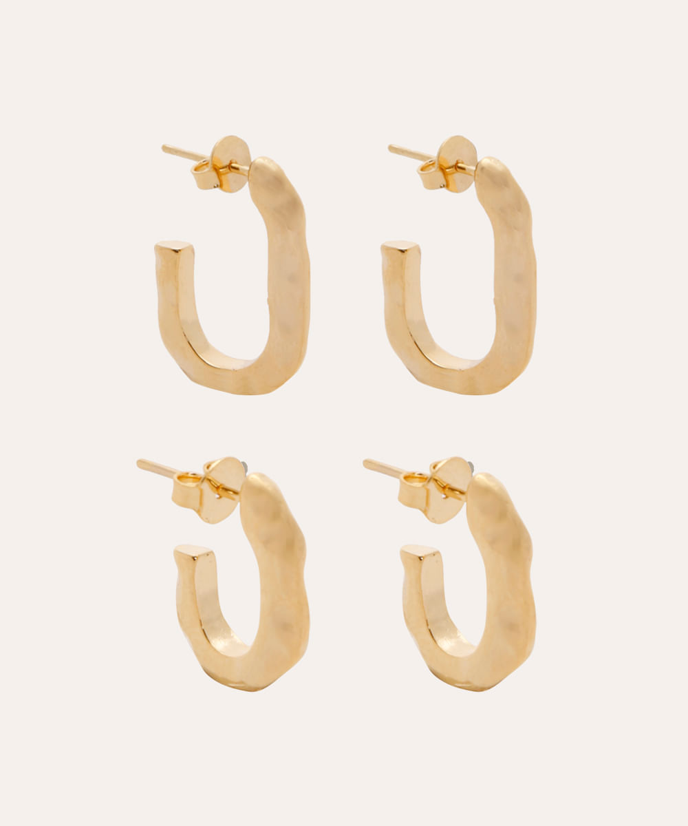 kit de 2 brincos de argolinha dourado