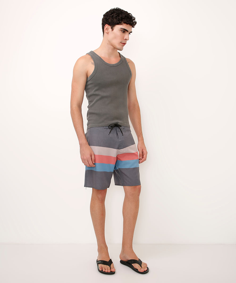 short boardshort listrado cinza