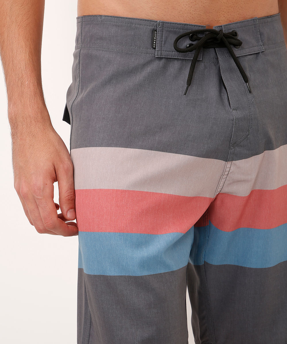 short boardshort listrado cinza