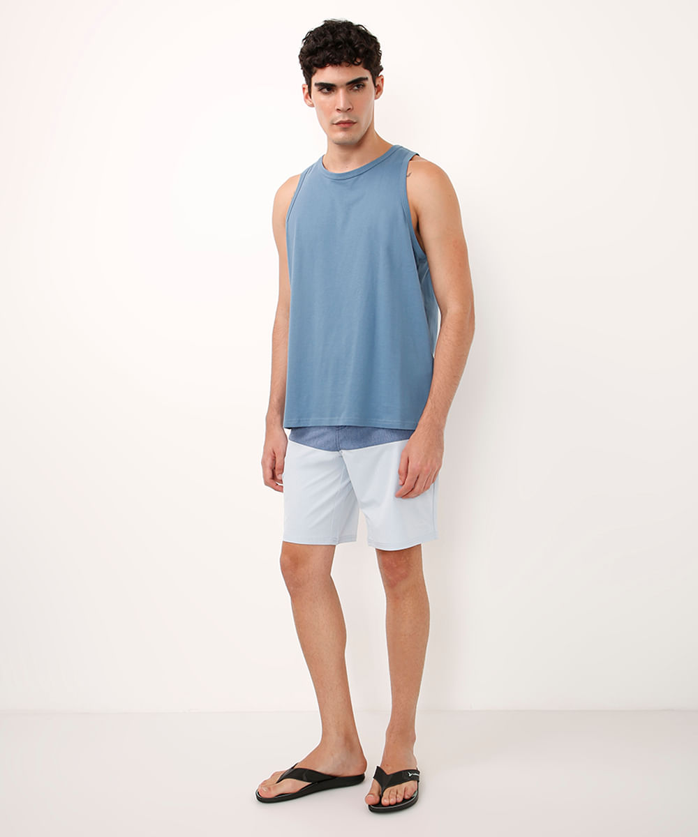 bermuda boardshort reta listrada azul