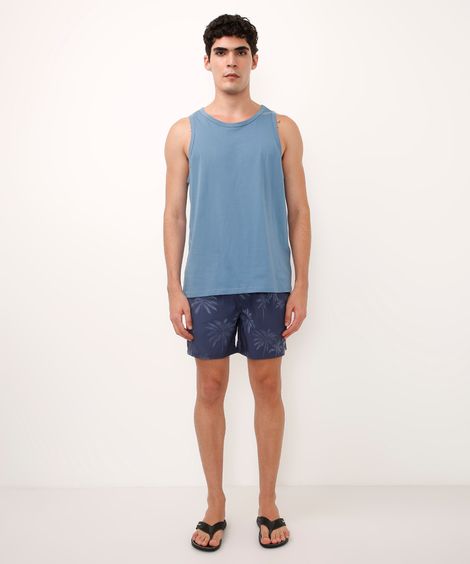 short cós elástico coqueiros azul