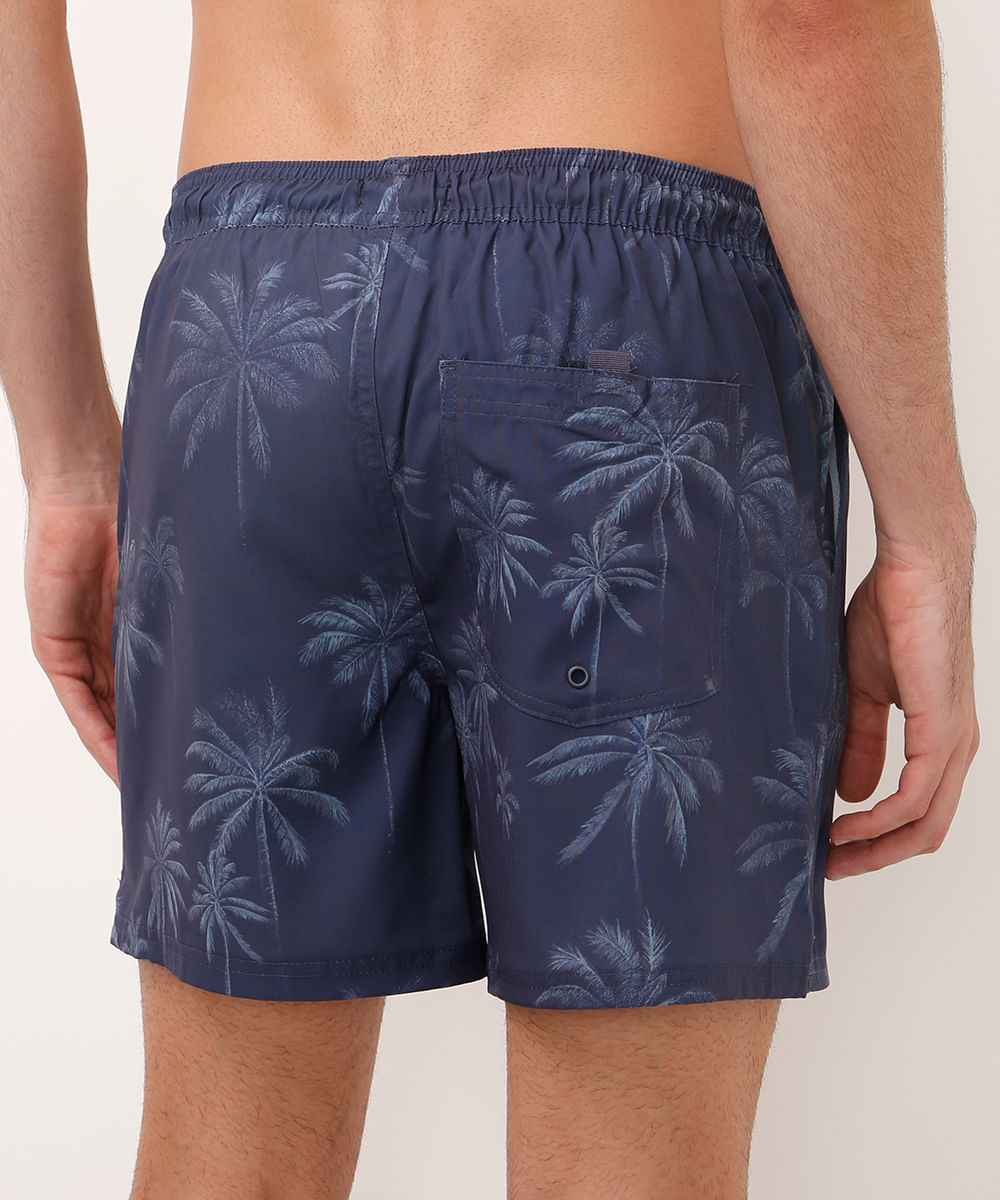 short cós elástico coqueiros azul