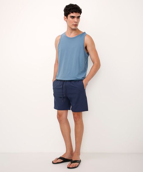 short de praia com bolsos azul