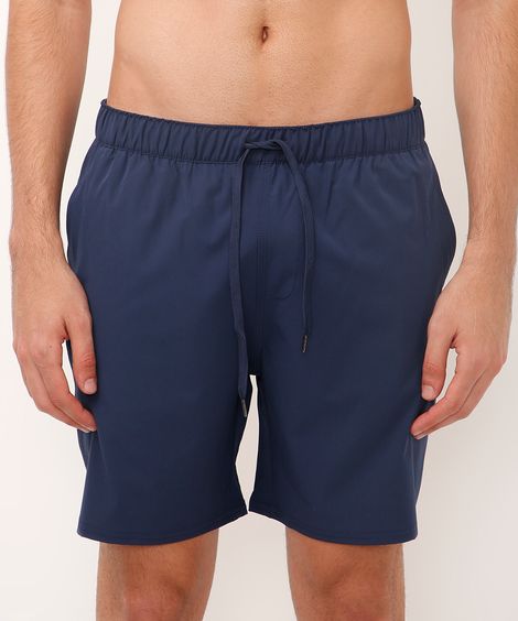 short de praia com bolsos azul