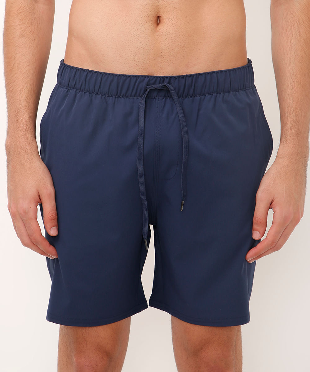 short de praia com bolsos azul