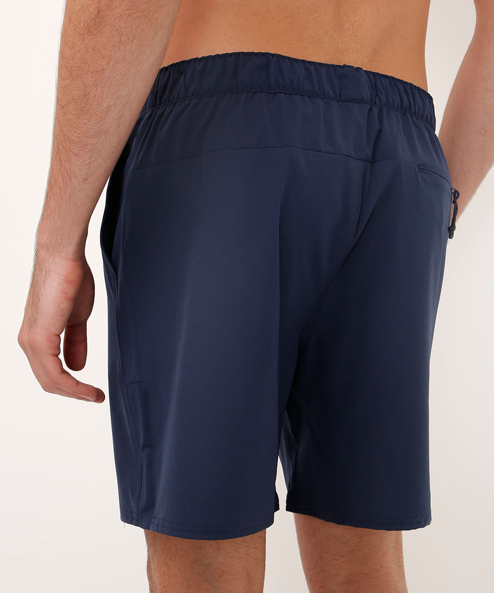 short de praia com bolsos azul