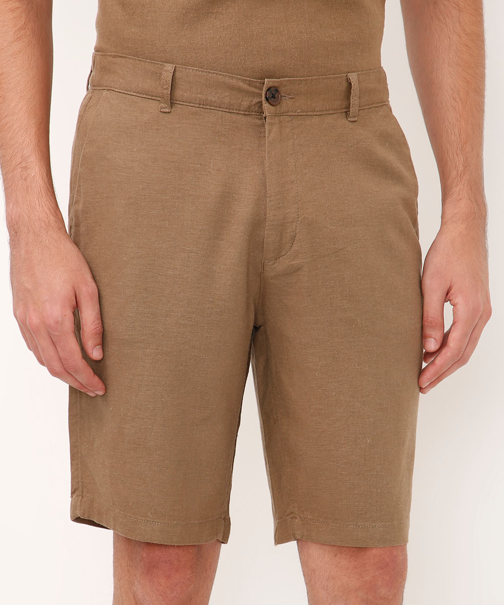 bermuda reta com linho bege
