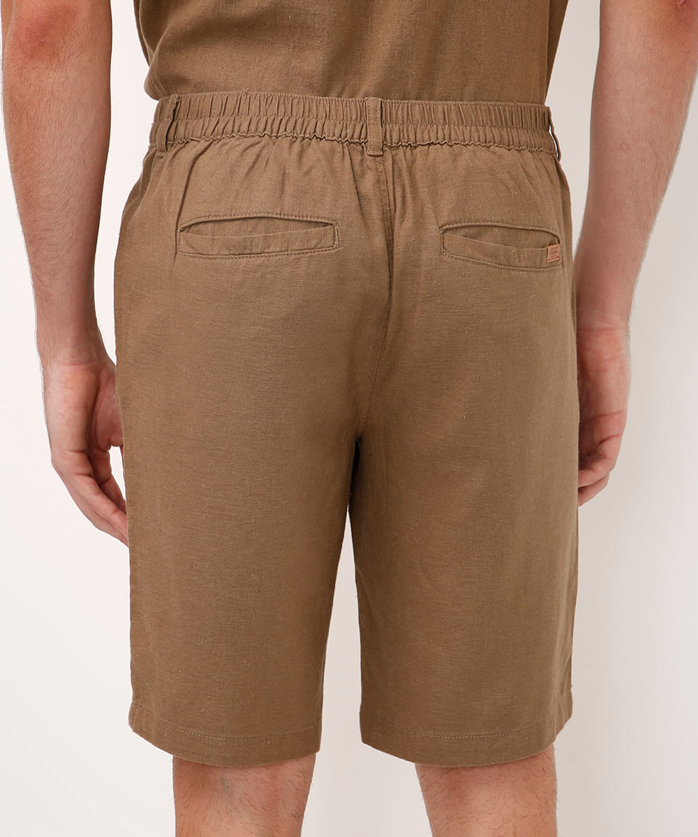 bermuda reta com linho bege