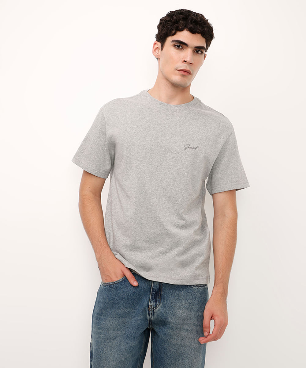 camiseta oversized de algodão sunset cinza