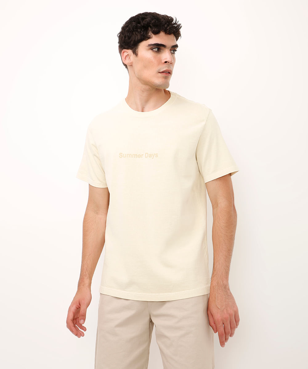 camiseta relaxed de algodão summer days amarela
