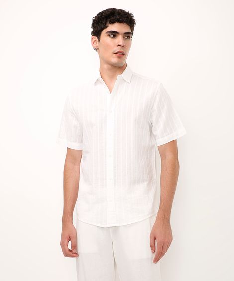 camisa de algodão texturizada branca