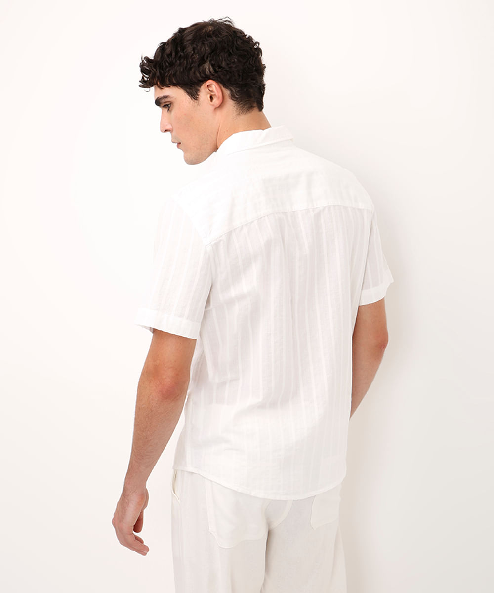 camisa de algodão texturizada branca