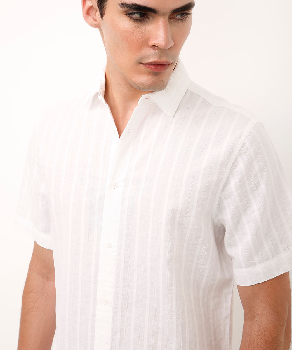 camisa de algodão texturizada branca