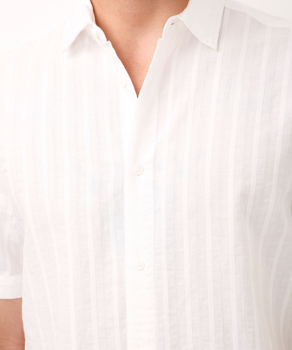 camisa de algodão texturizada branca