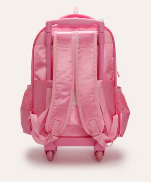 mochila infantil de rodinha unicórnio com paetê rosa