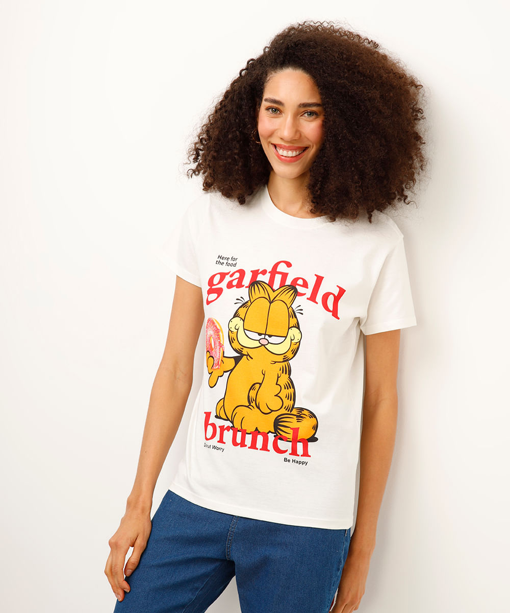 camiseta de algodão garfield  off white