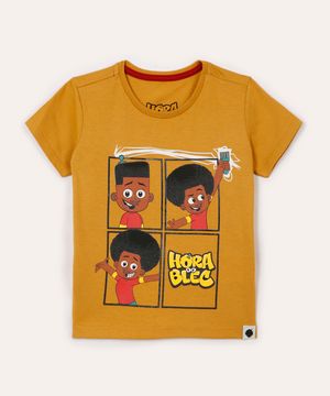 camiseta de algodão infantil hora do blec amarela