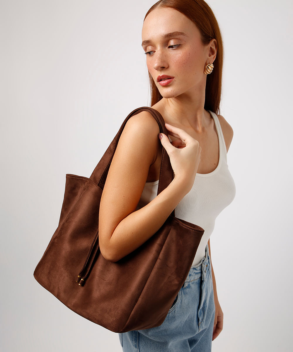 bolsa tote texturizada mindset marrom