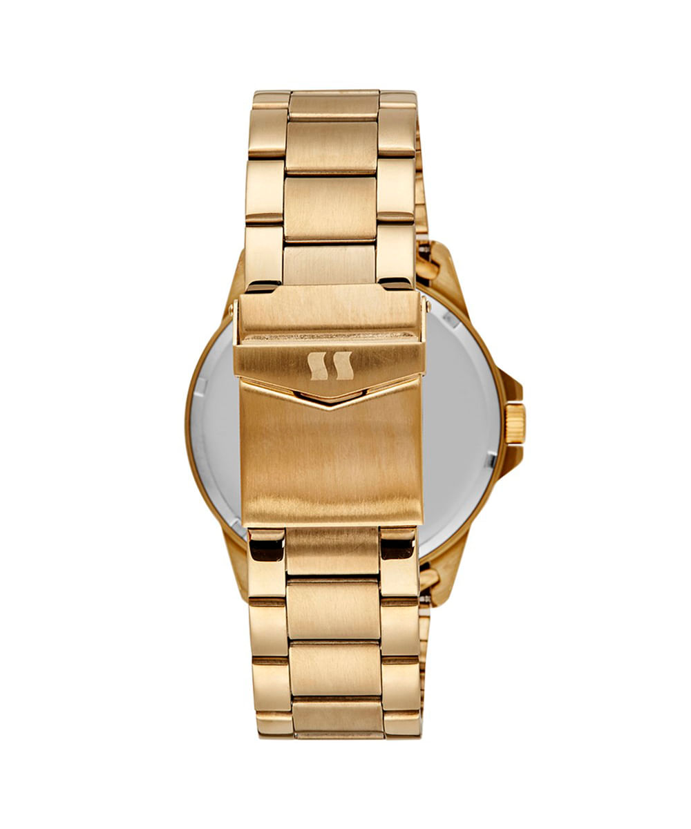 kit relógio analógico masculino seculus 44219gpsvda5k dourado