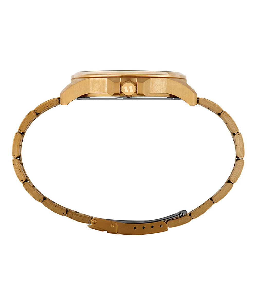 kit relógio analógico masculino seculus 44219gpsvda5k dourado