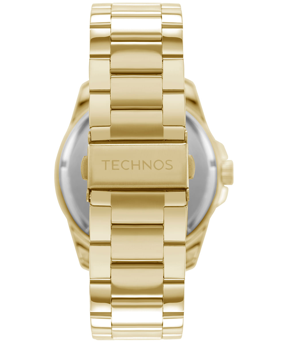 kit relógio analógico masculino technos 2115tvek1p dourado
