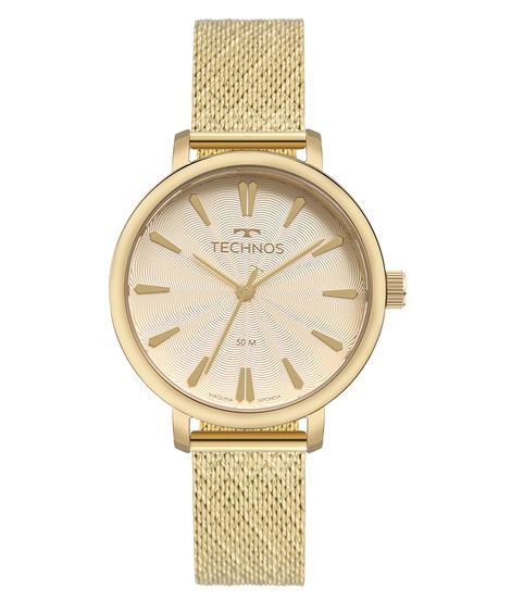 relógio analógico feminino technos 2036msj1e dourado