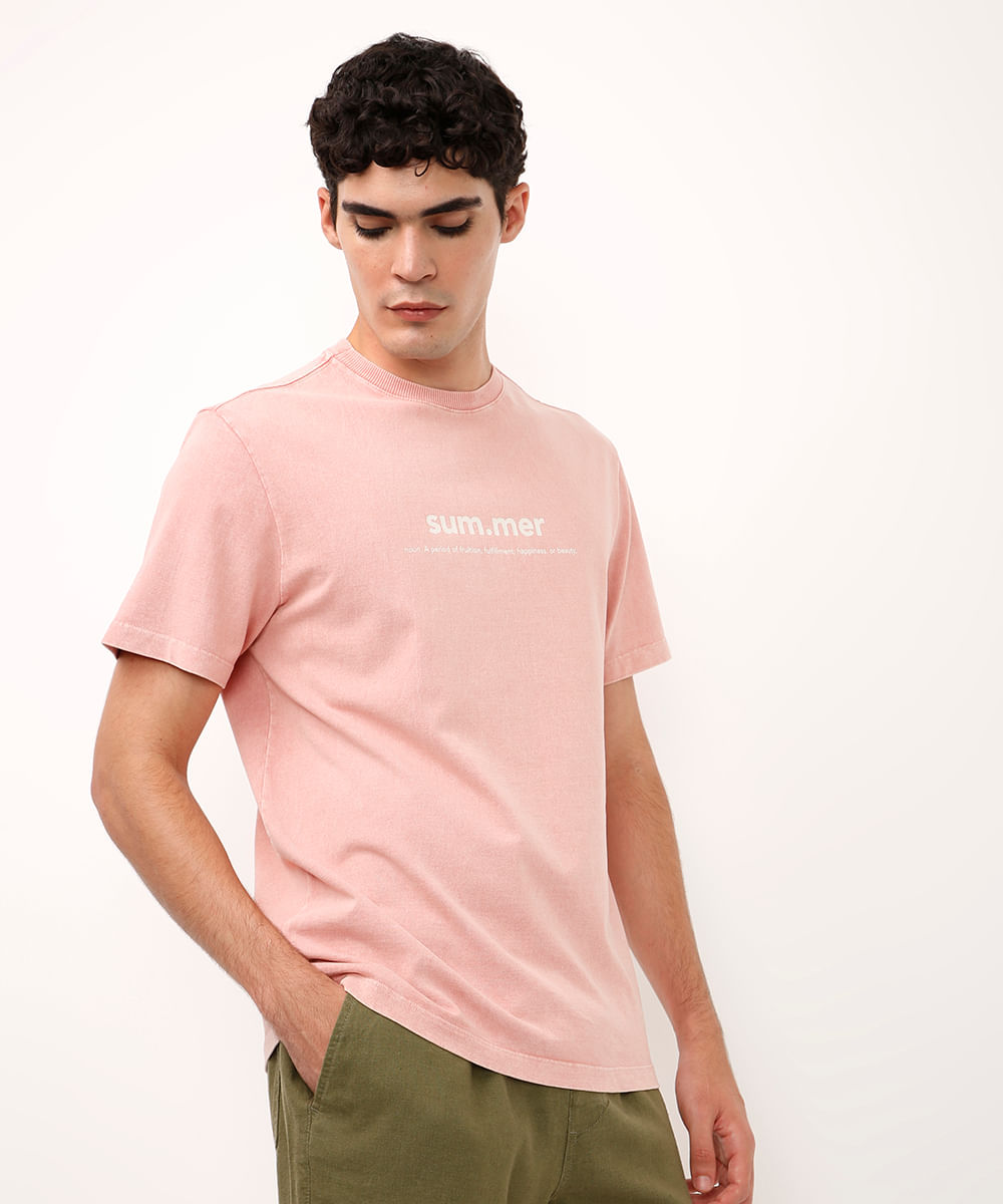 camiseta de algodão summer rosa